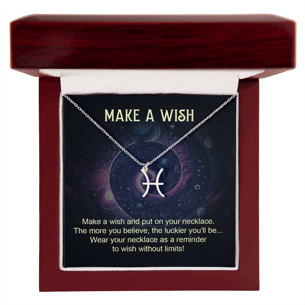 Make a Wish Zodiac Sign Necklace, Stainless Steel or 18K Gold Adjustable Chain-Express Your Love Gifts