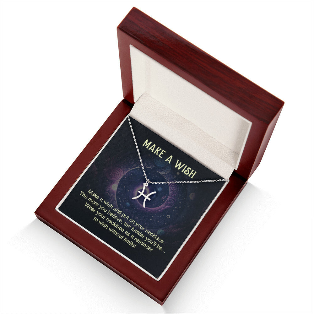 Make a Wish Zodiac Sign Necklace, Stainless Steel or 18K Gold Adjustable Chain-Express Your Love Gifts