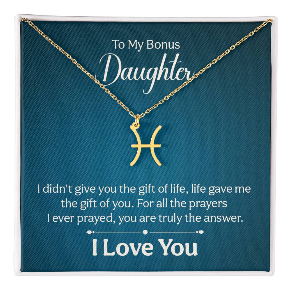 To My Bonus Daughter The Gift of Life Zodiac Name Necklace-Express Your Love Gifts