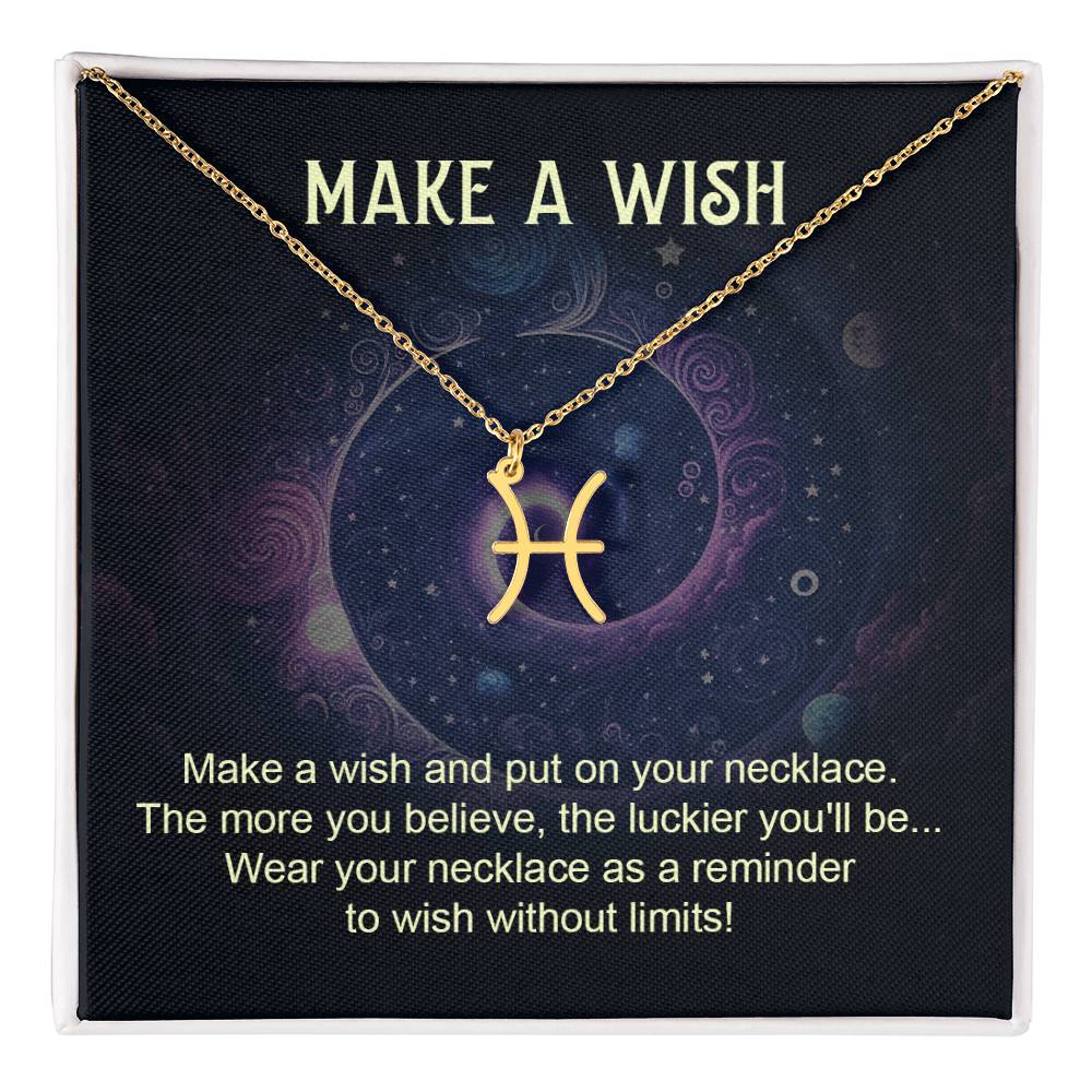 Make a Wish Zodiac Sign Necklace, Stainless Steel or 18K Gold Adjustable Chain-Express Your Love Gifts