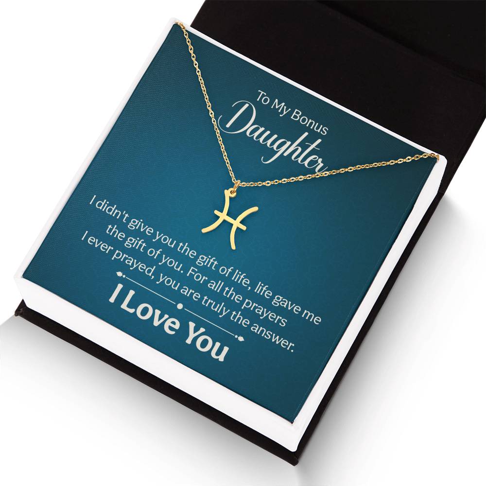 To My Bonus Daughter The Gift of Life Zodiac Name Necklace-Express Your Love Gifts