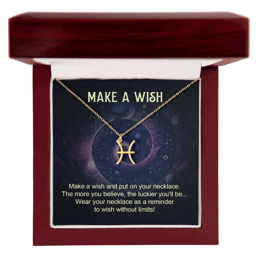 Make a Wish Zodiac Sign Necklace, Stainless Steel or 18K Gold Adjustable Chain-Express Your Love Gifts