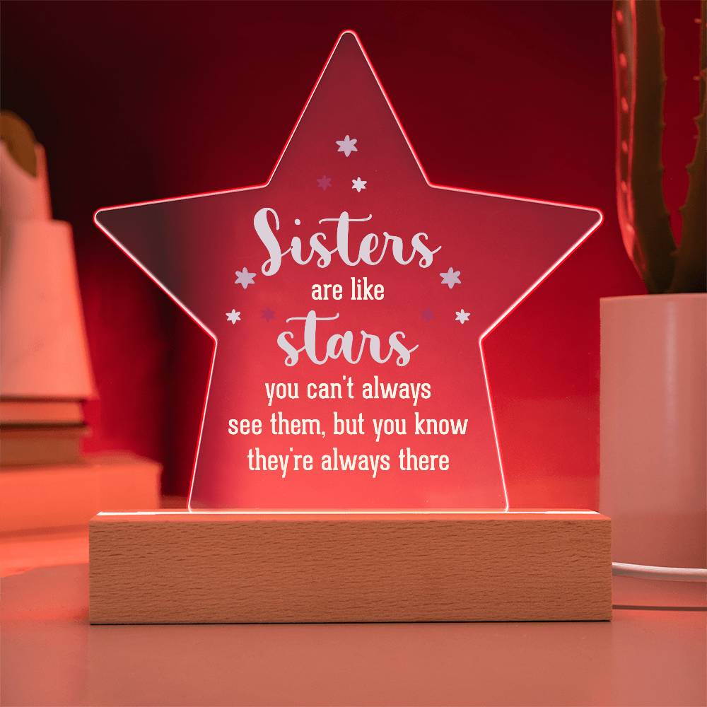 Sisters are Like Stars Printed Star Acrylic Plaque-Express Your Love Gifts