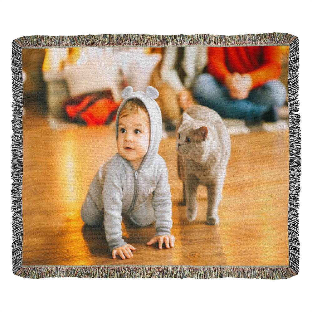 Personalized Upload Your Own Heirloom Photo Woven Blanket-Express Your Love Gifts