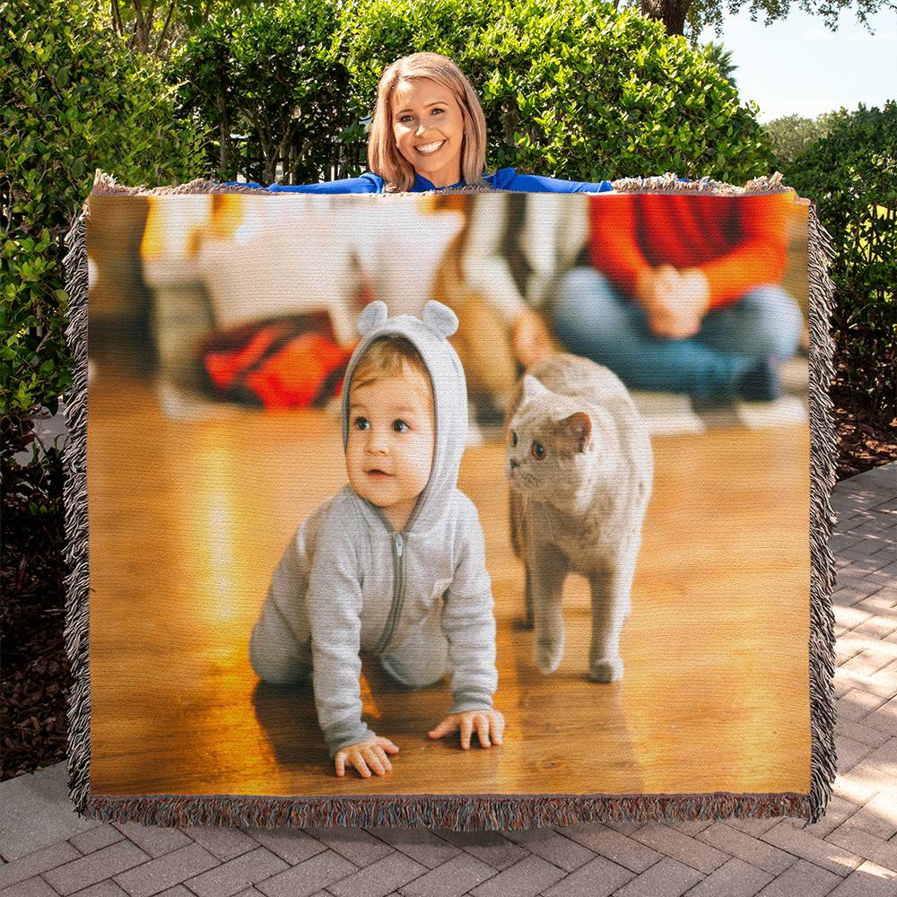 Personalized Upload Your Own Heirloom Photo Woven Blanket-Express Your Love Gifts