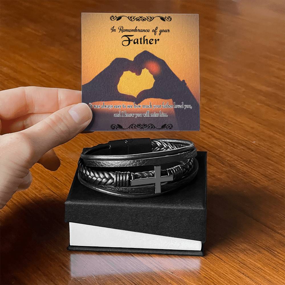 Easy to See Men's Cross Bracelet - Vegan Leather with Stainless Steel-Express Your Love Gifts