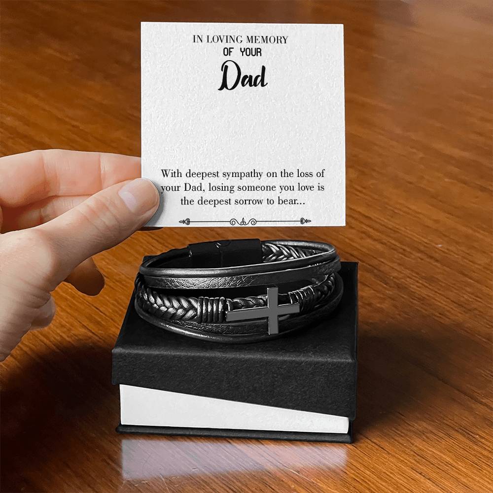 Losing Someone You Love Men's Cross Bracelet - Vegan Leather with Stainless Steel-Express Your Love Gifts