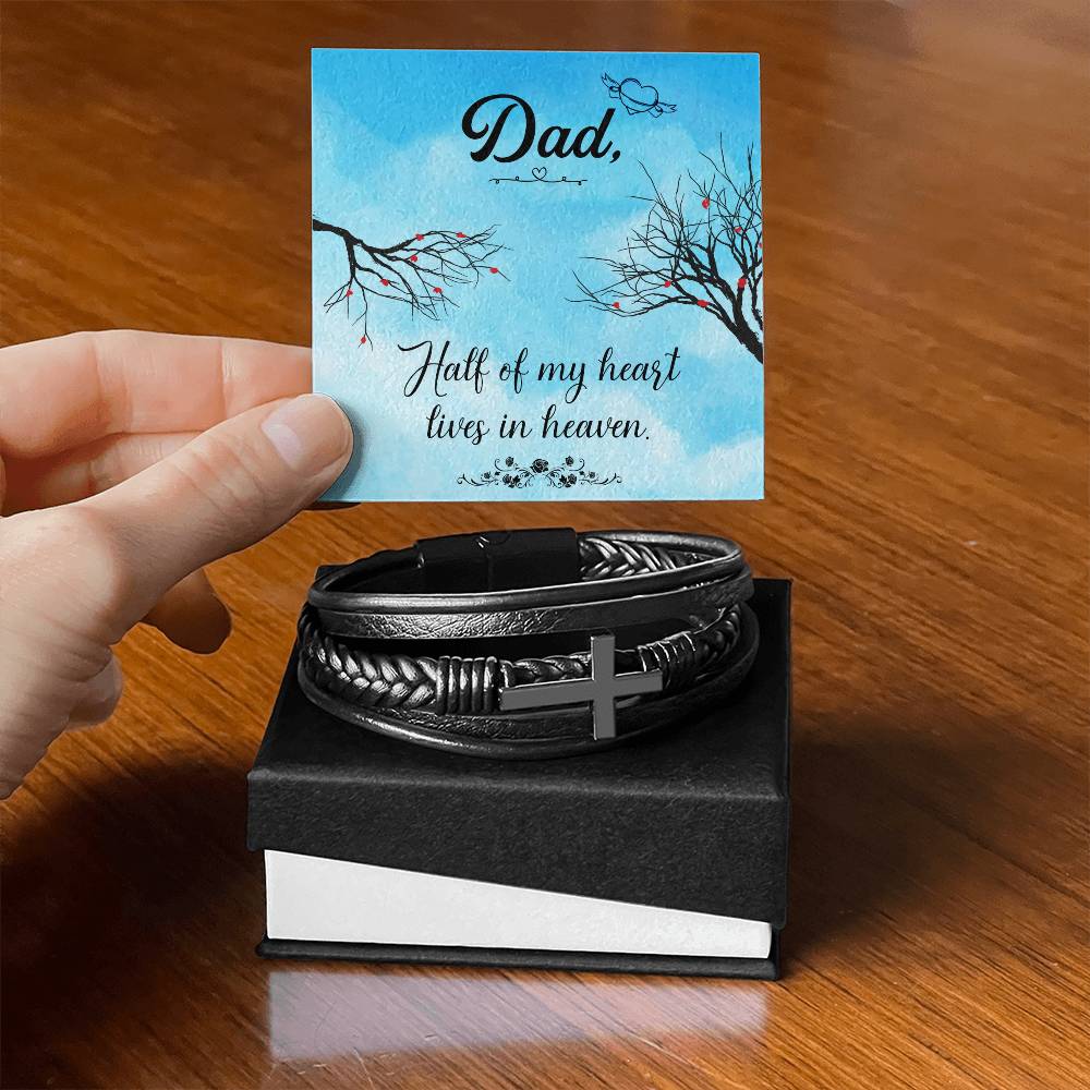 Half of My Heart Men's Cross Bracelet - Vegan Leather with Stainless Steel-Express Your Love Gifts