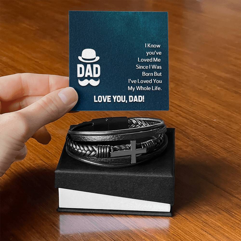 Dad I Know Men's Cross Bracelet - Vegan Leather with Stainless Steel-Express Your Love Gifts