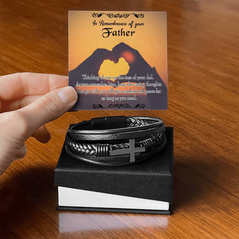 Thinking of You Men's Cross Bracelet - Vegan Leather with Stainless Steel-Express Your Love Gifts