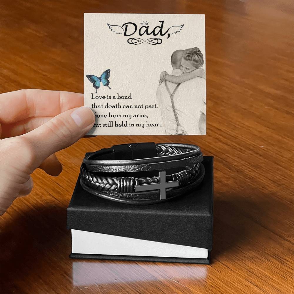 Love is Bond Men's Cross Bracelet - Vegan Leather with Stainless Steel-Express Your Love Gifts