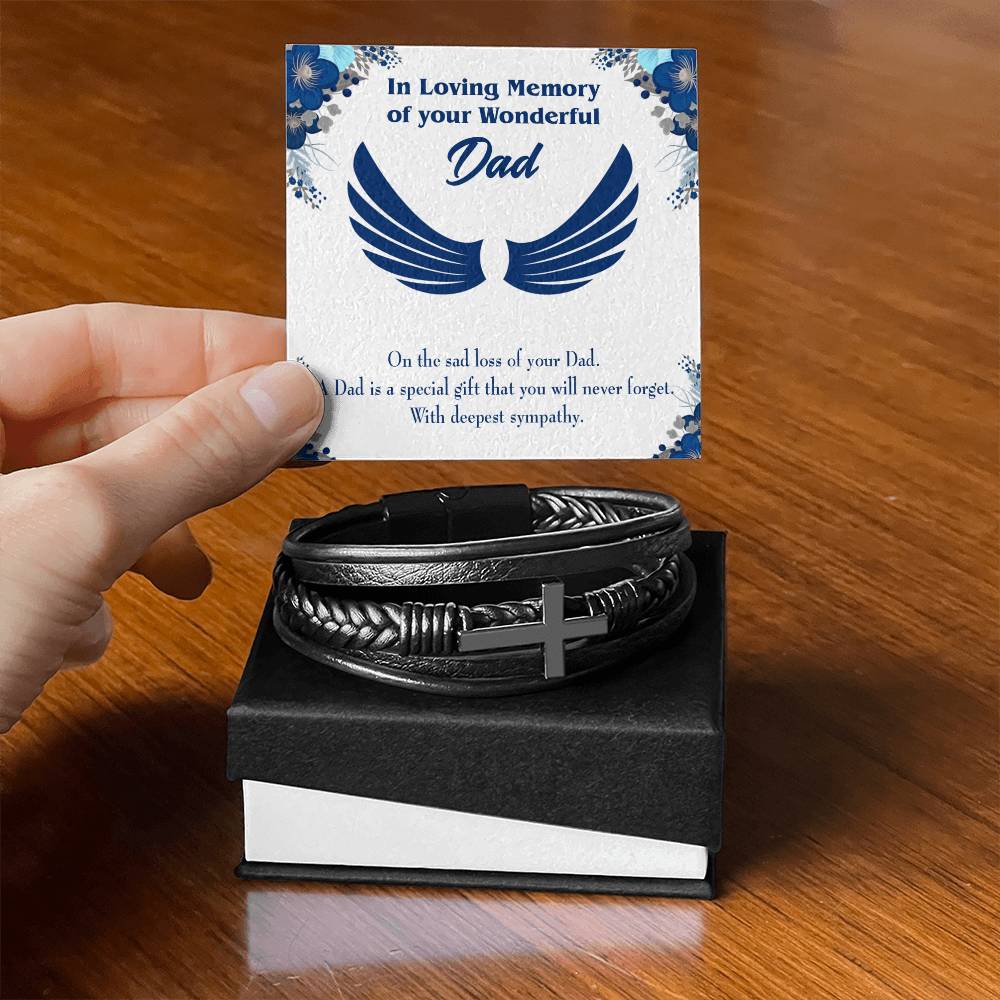 Dad is a Special Gift Men's Cross Bracelet - Vegan Leather with Stainless Steel-Express Your Love Gifts