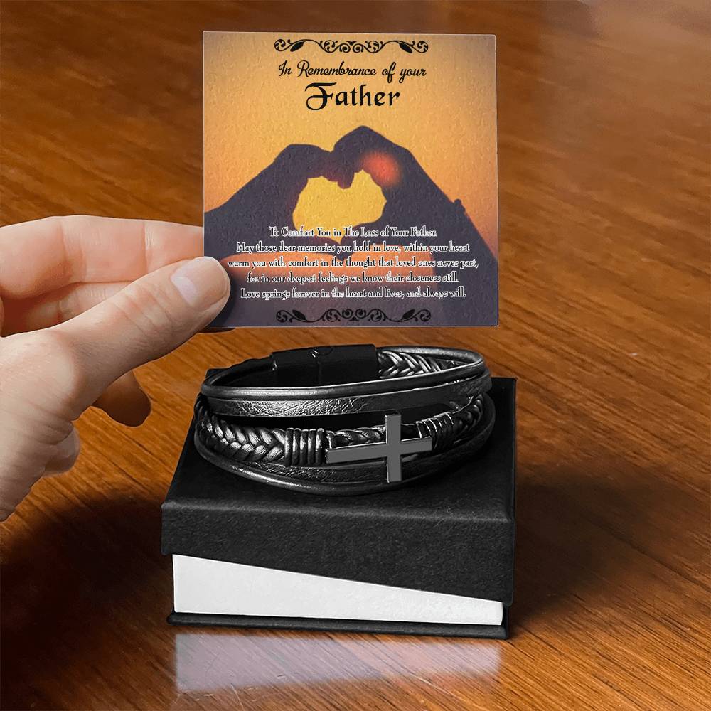 To Comfort You Men's Cross Bracelet - Vegan Leather with Stainless Steel-Express Your Love Gifts