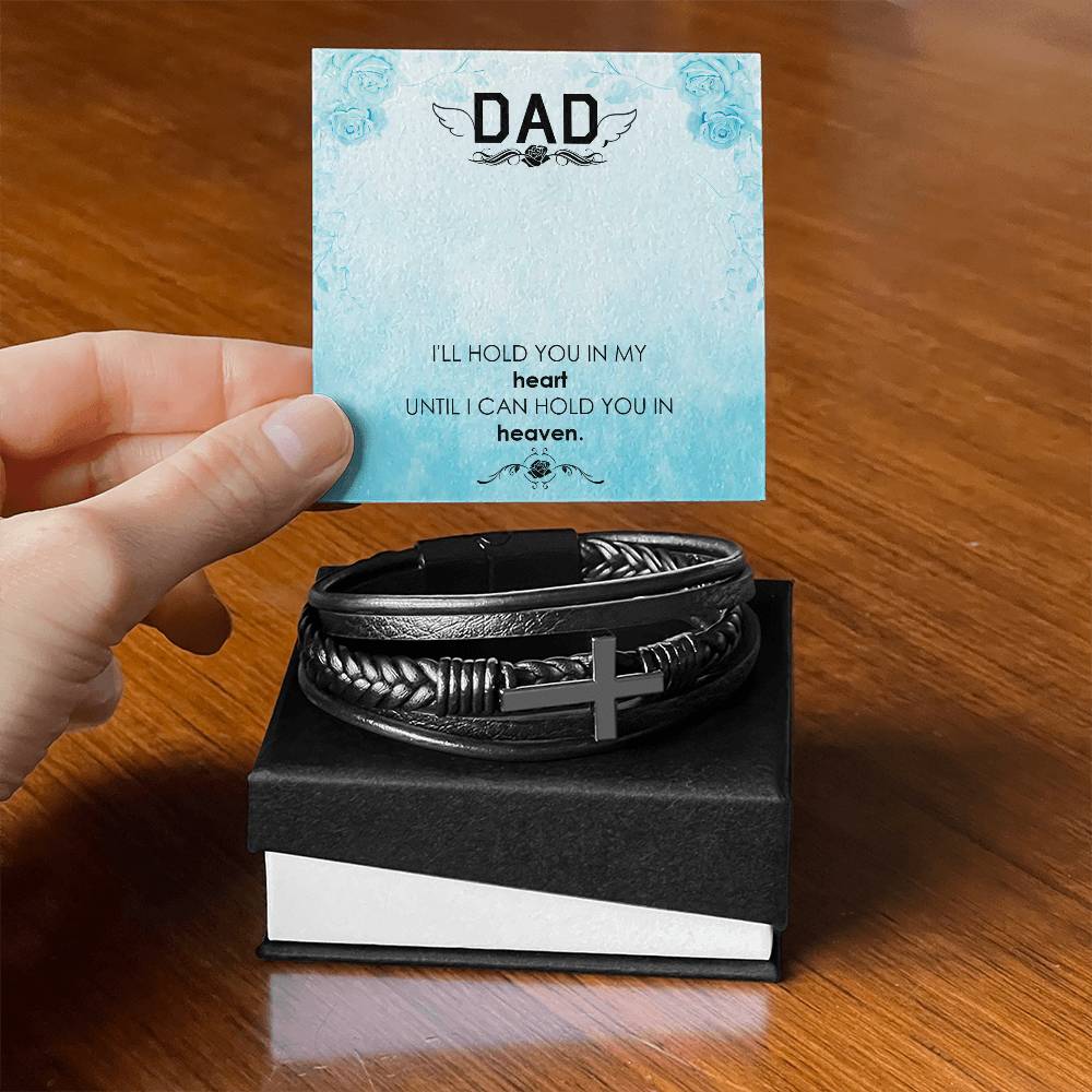 I"ll Hold You Men's Cross Bracelet - Vegan Leather with Stainless Steel-Express Your Love Gifts