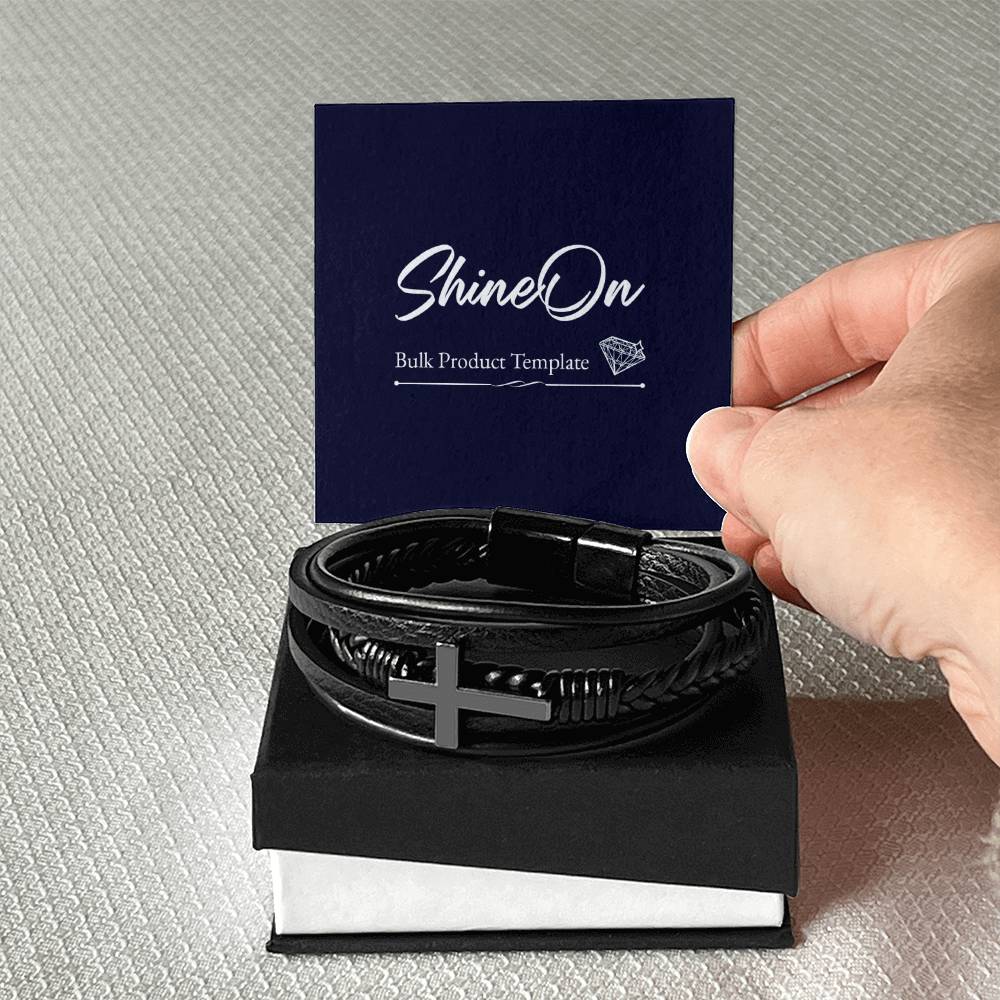 Men's Cross Bracelet - Vegan Leather with Stainless Steel-Express Your Love Gifts