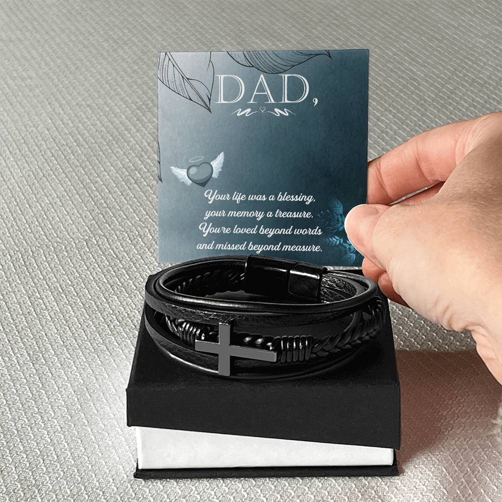 Your Life Was a Blessing Men's Cross Bracelet - Vegan Leather with Stainless Steel-Express Your Love Gifts