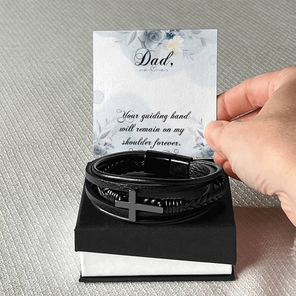 Your Guiding Hand Men's Cross Bracelet - Vegan Leather with Stainless Steel-Express Your Love Gifts