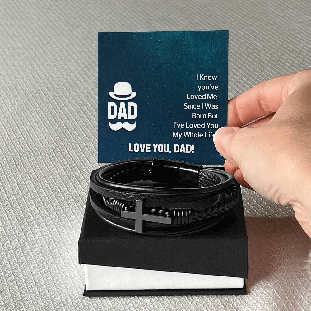 Dad I Know Men's Cross Bracelet - Vegan Leather with Stainless Steel-Express Your Love Gifts