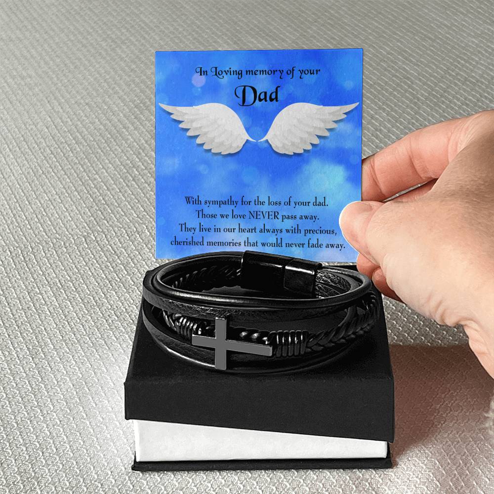 Cherished Memories Men's Cross Bracelet - Vegan Leather with Stainless Steel-Express Your Love Gifts