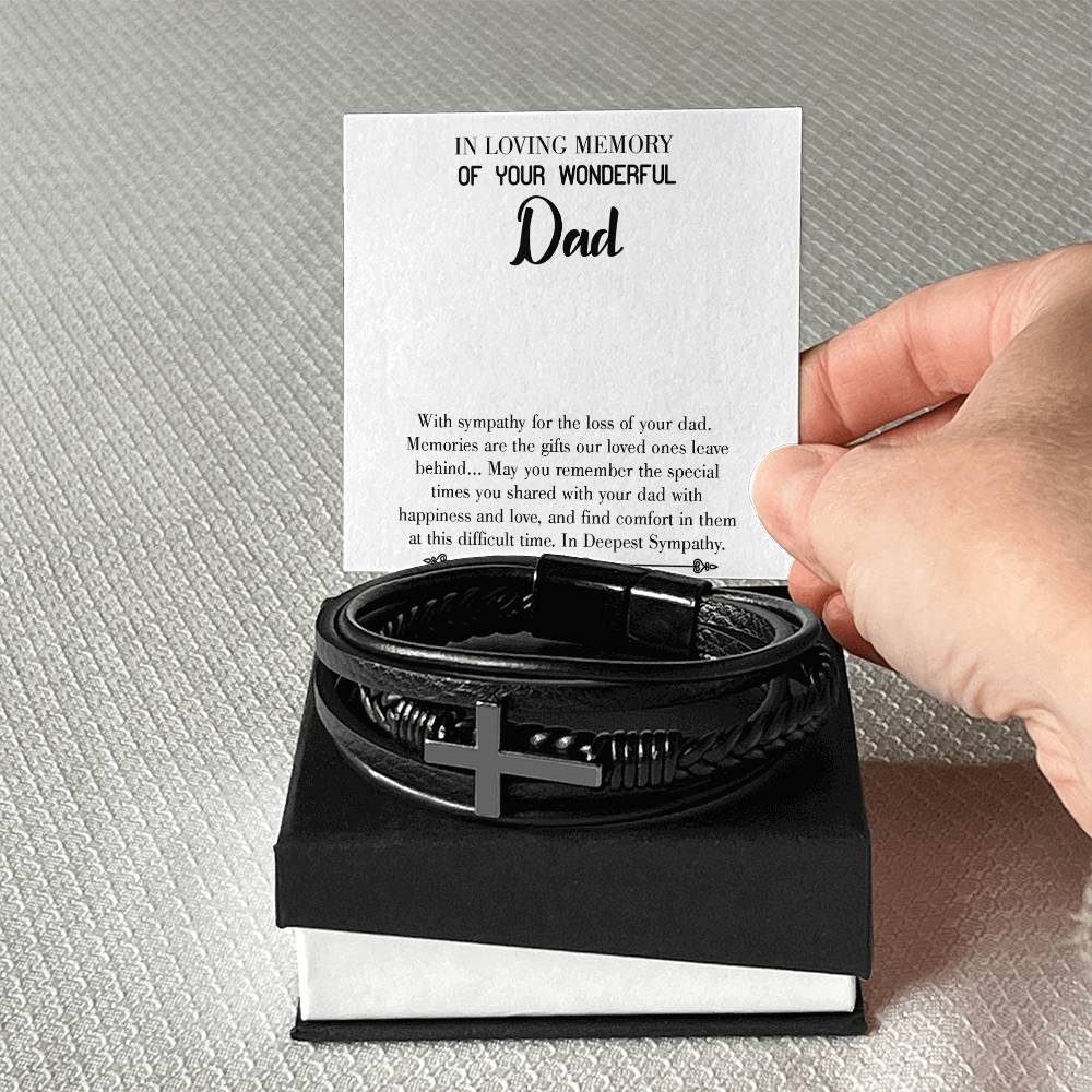 Memories are Gifts Men's Cross Bracelet - Vegan Leather with Stainless Steel-Express Your Love Gifts