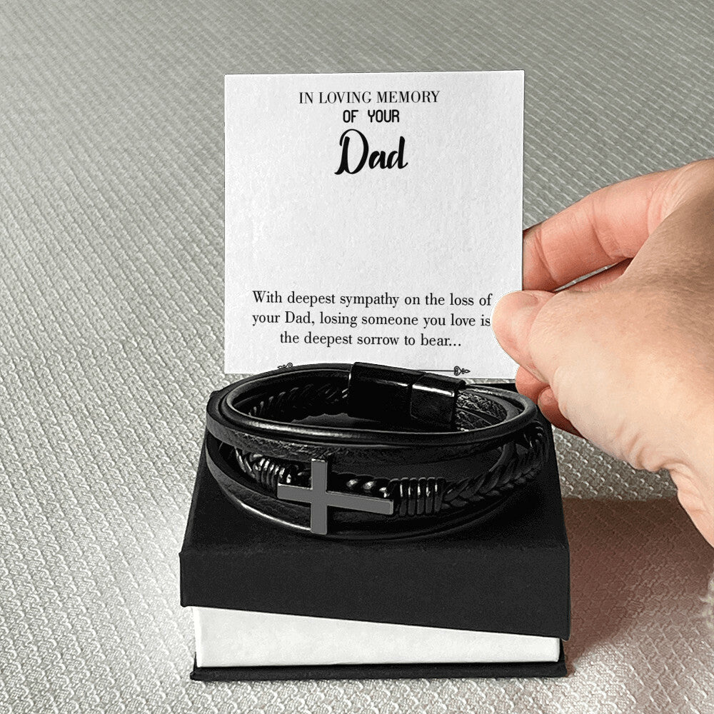 Losing Someone You Love Men's Cross Bracelet - Vegan Leather with Stainless Steel-Express Your Love Gifts