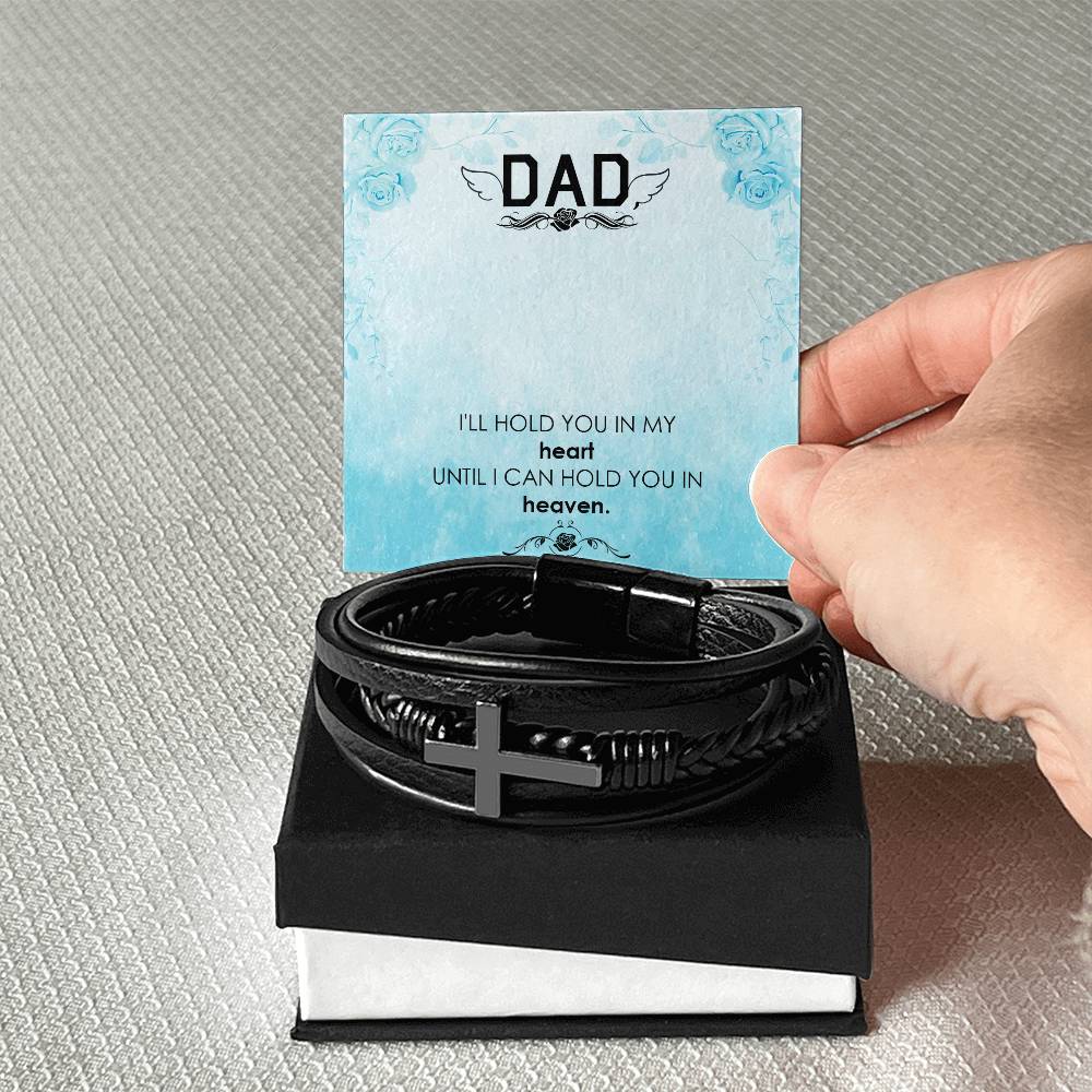 I"ll Hold You Men's Cross Bracelet - Vegan Leather with Stainless Steel-Express Your Love Gifts
