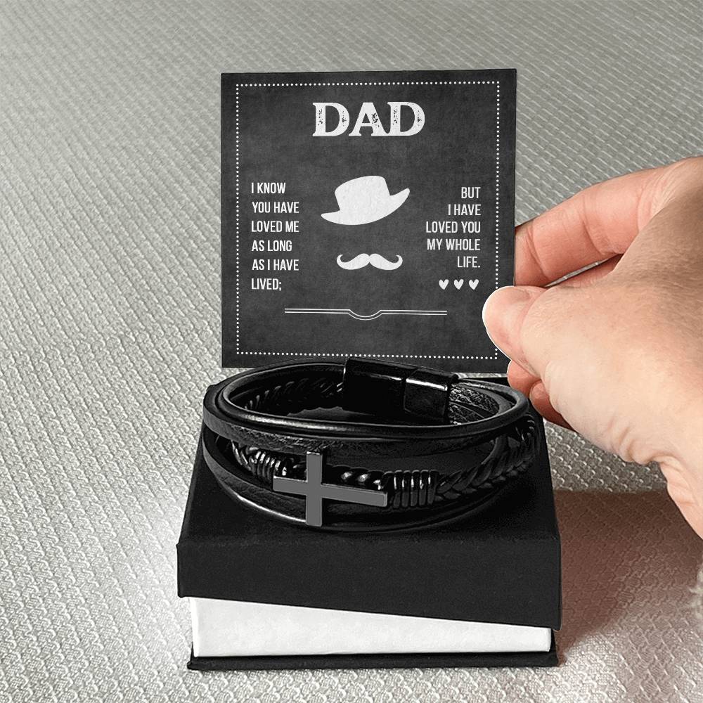 Dad I Know You Have Loved Me Men's Cross Bracelet - Vegan Leather with Stainless Steel-Express Your Love Gifts