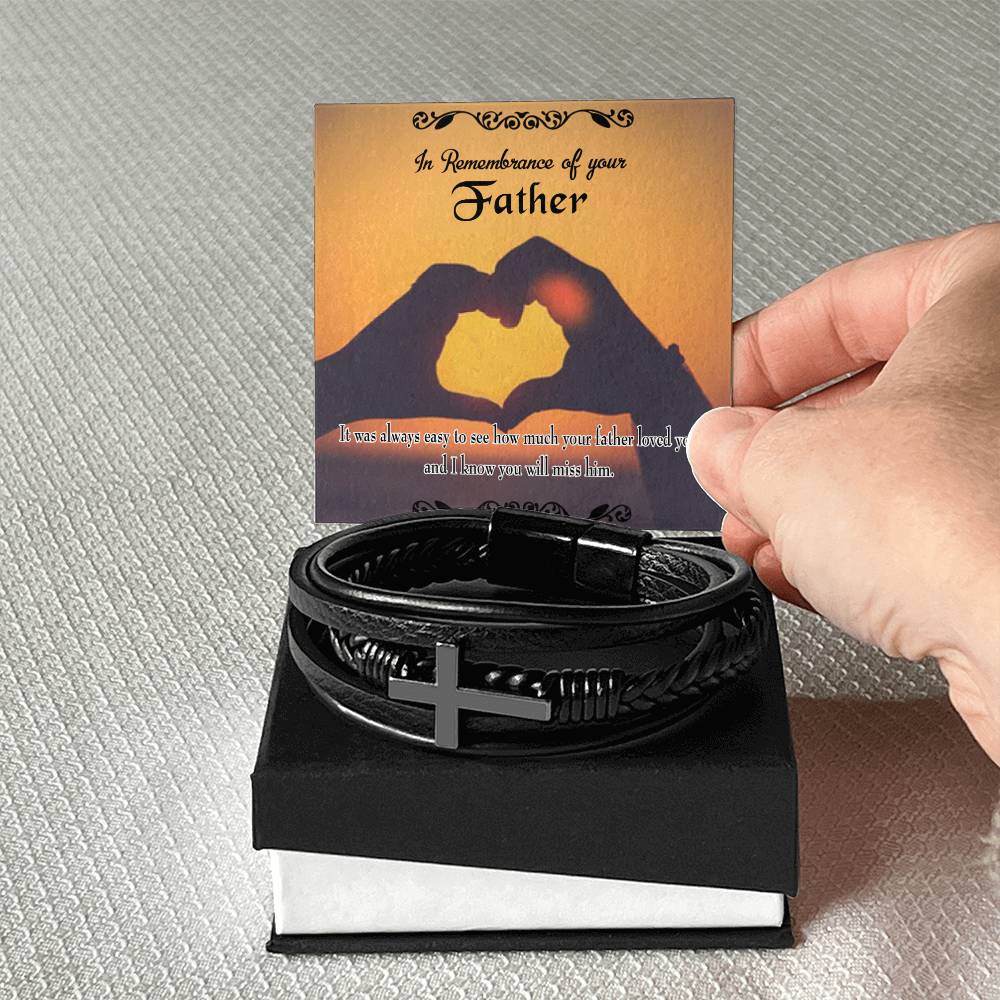 Easy to See Men's Cross Bracelet - Vegan Leather with Stainless Steel-Express Your Love Gifts