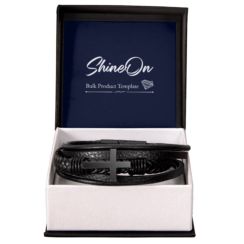 Men's Cross Bracelet - Vegan Leather with Stainless Steel-Express Your Love Gifts