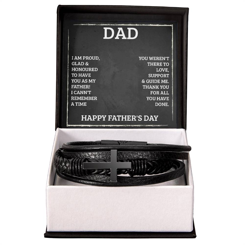 To Dad I'm Proud Men's Cross Bracelet - Vegan Leather with Stainless Steel-Express Your Love Gifts