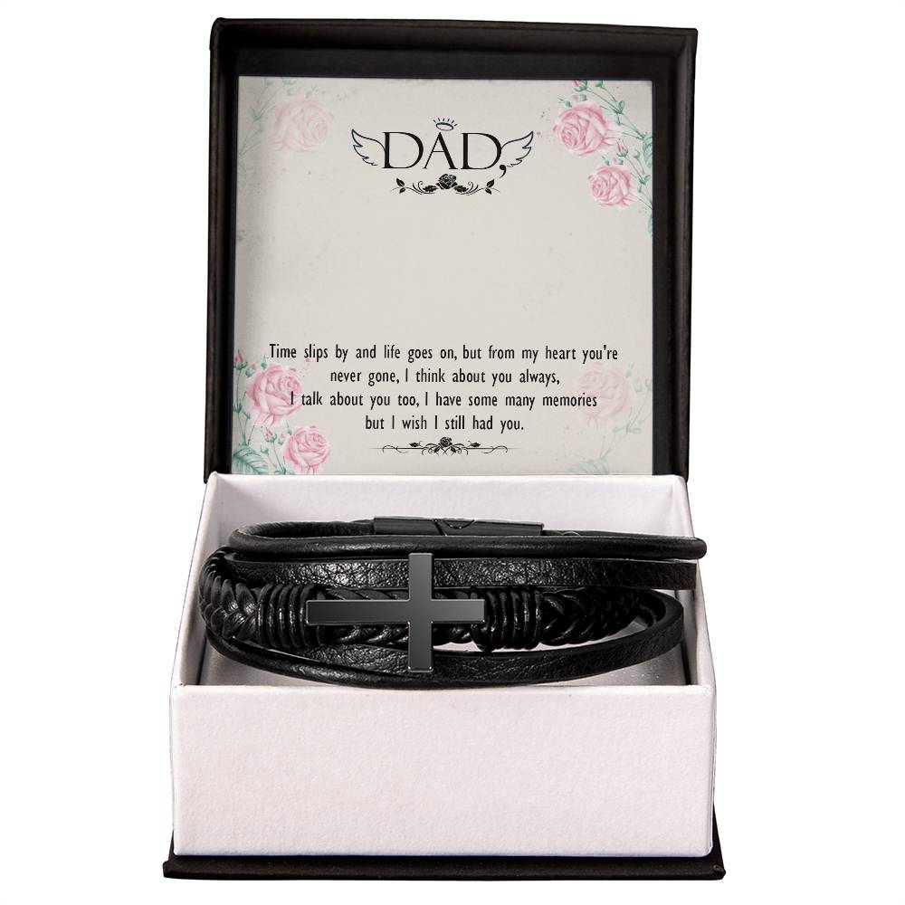 Time Slips By Men's Cross Bracelet - Vegan Leather with Stainless Steel-Express Your Love Gifts