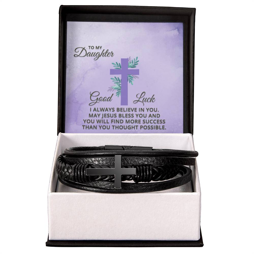 I Always Believe in You Men's Stainless Steel &amp; Vegan Leather Cross Bracelet - Vegan Leather with Stainless Steel-Express Your Love Gifts