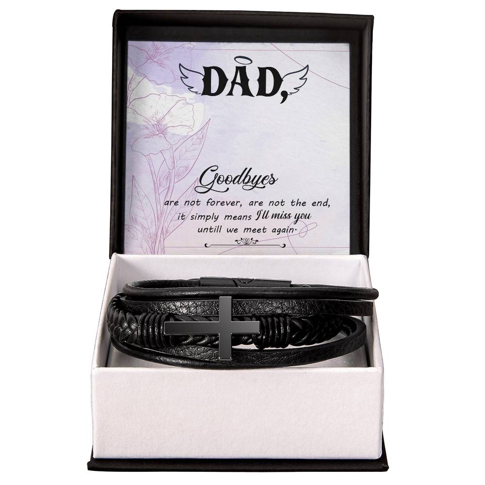 Goodbye Aren't Forever Men's Cross Bracelet - Vegan Leather with Stainless Steel-Express Your Love Gifts