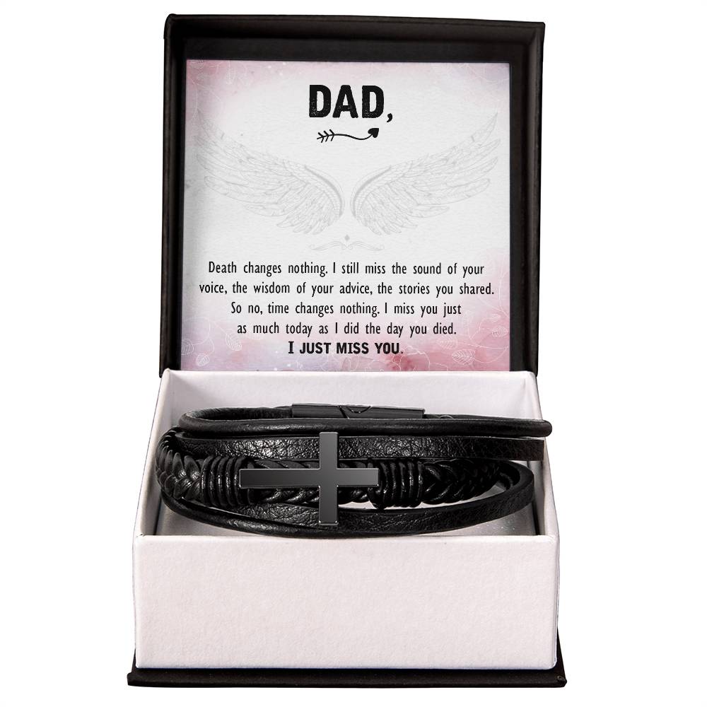 Death Changes Nothing Men's Cross Bracelet - Vegan Leather with Stainless Steel-Express Your Love Gifts