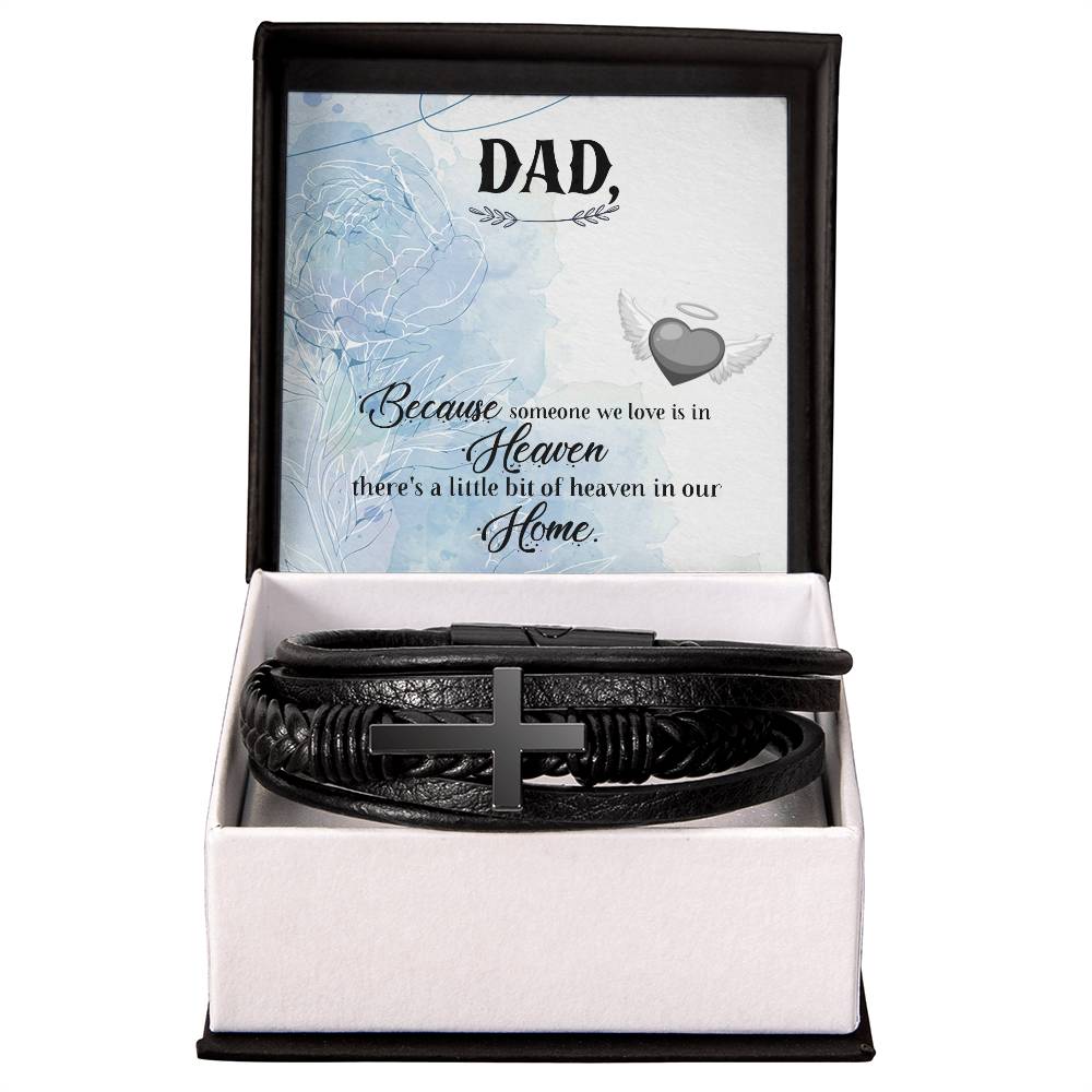 Because Someone We Love Men's Cross Bracelet - Vegan Leather with Stainless Steel-Express Your Love Gifts