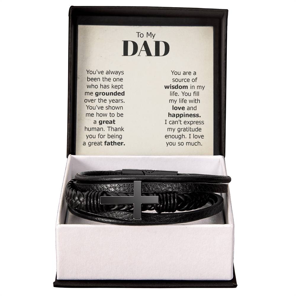 To My Dad You've Always Been the One Men's Cross Bracelet - Vegan Leather with Stainless Steel-Express Your Love Gifts
