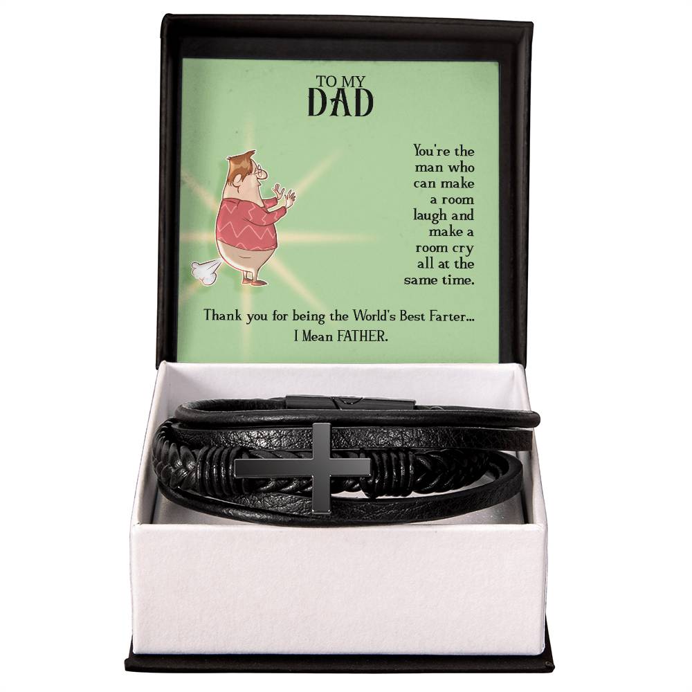 To My Dad You're the Man Men's Cross Bracelet - Vegan Leather with Stainless Steel-Express Your Love Gifts