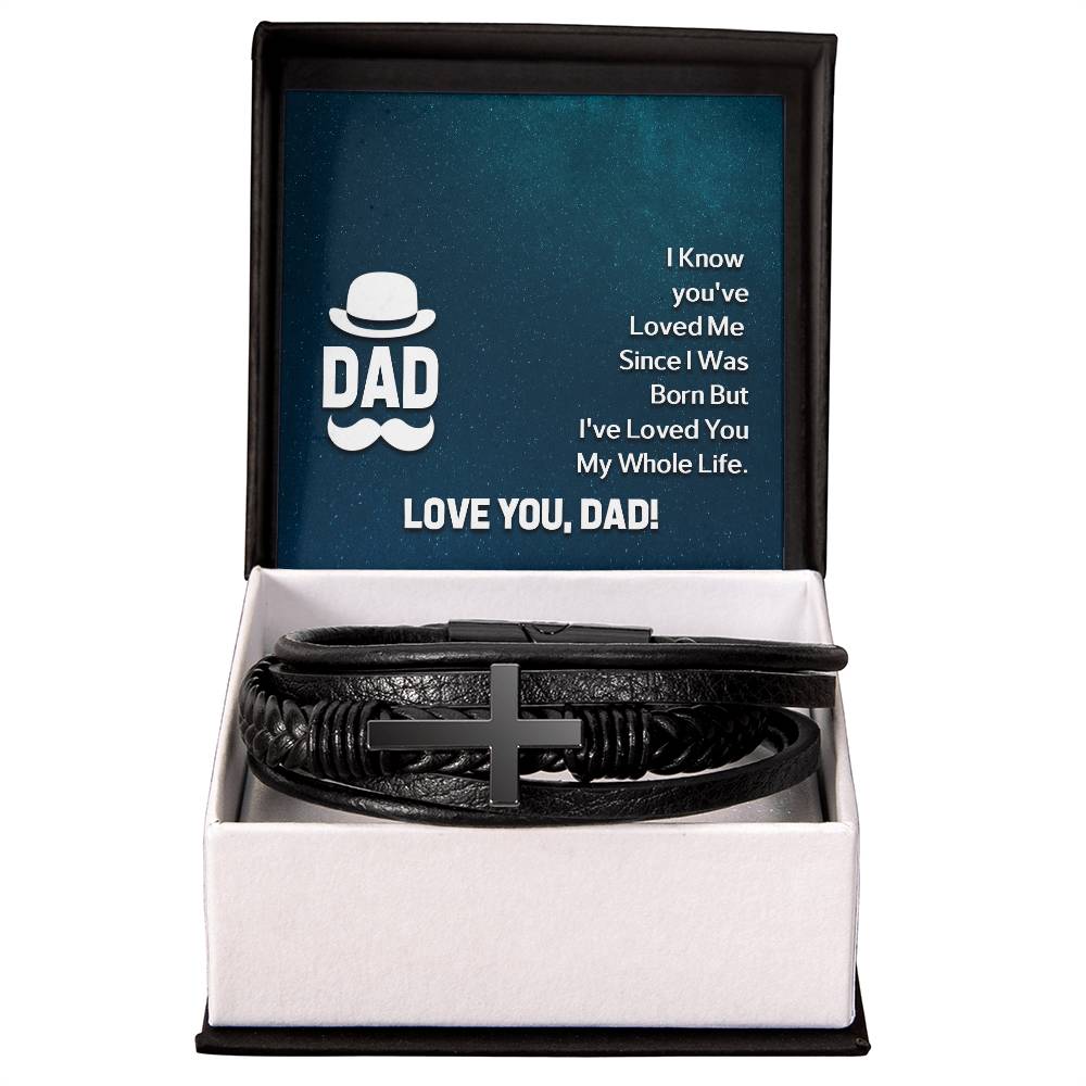 Dad I Know Men's Cross Bracelet - Vegan Leather with Stainless Steel-Express Your Love Gifts