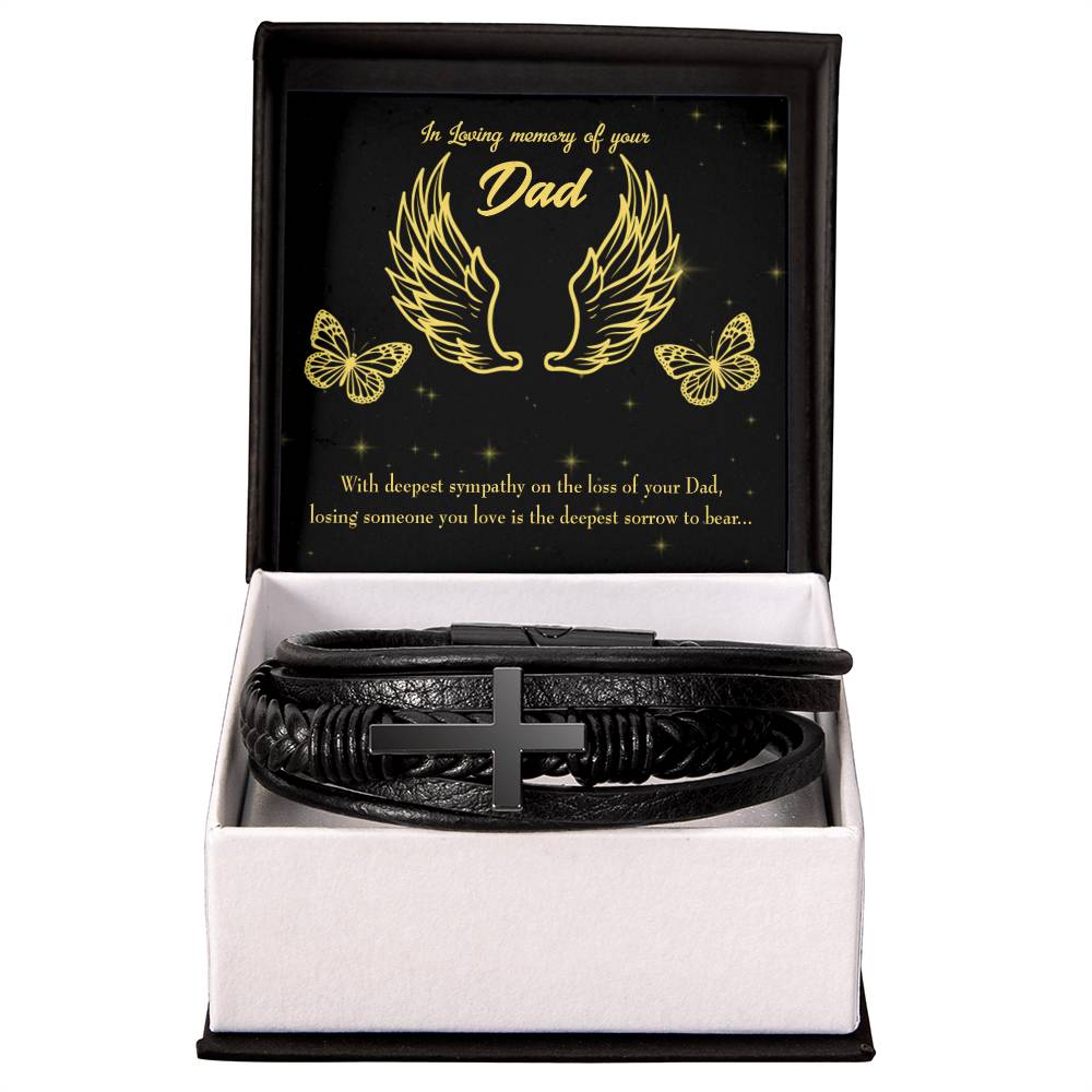 Losing Someone Men's Cross Bracelet - Vegan Leather with Stainless Steel-Express Your Love Gifts