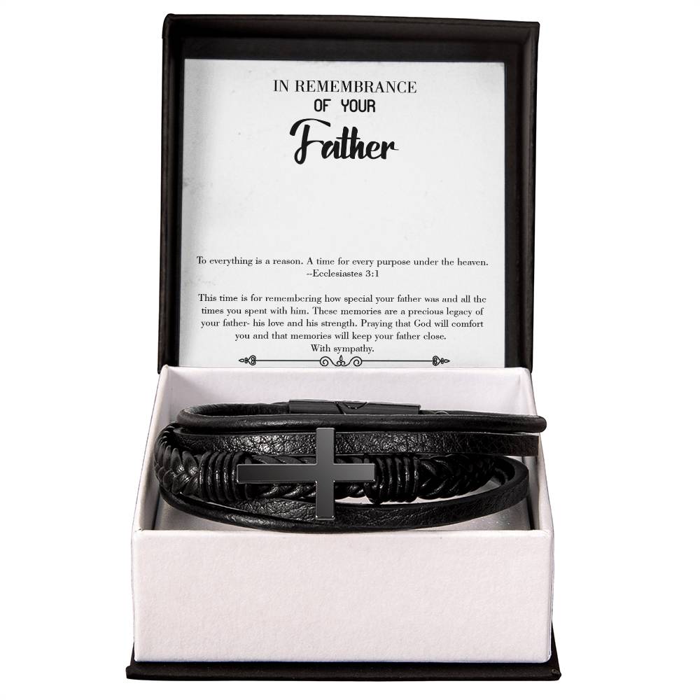 To Everything is a Reason Men's Cross Bracelet - Vegan Leather with Stainless Steel-Express Your Love Gifts