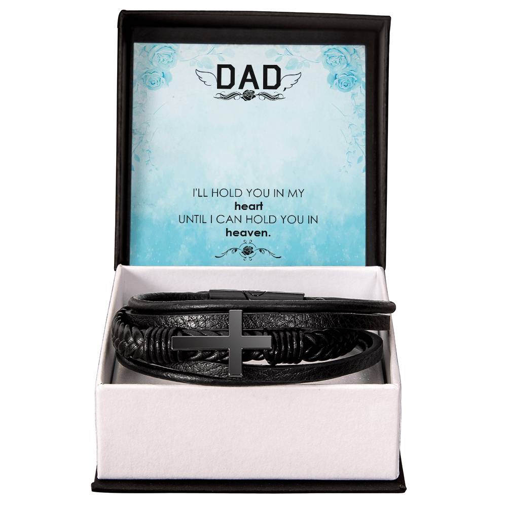 I"ll Hold You Men's Cross Bracelet - Vegan Leather with Stainless Steel-Express Your Love Gifts