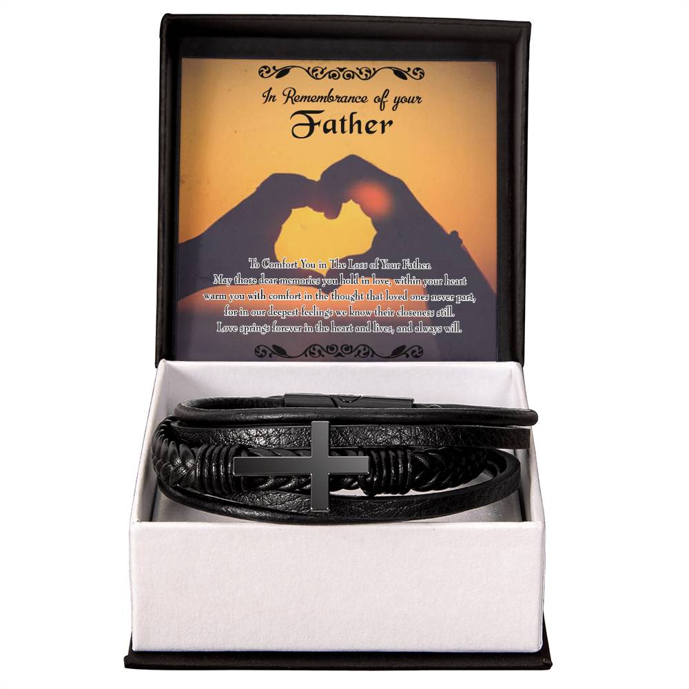 To Comfort You Men's Cross Bracelet - Vegan Leather with Stainless Steel-Express Your Love Gifts