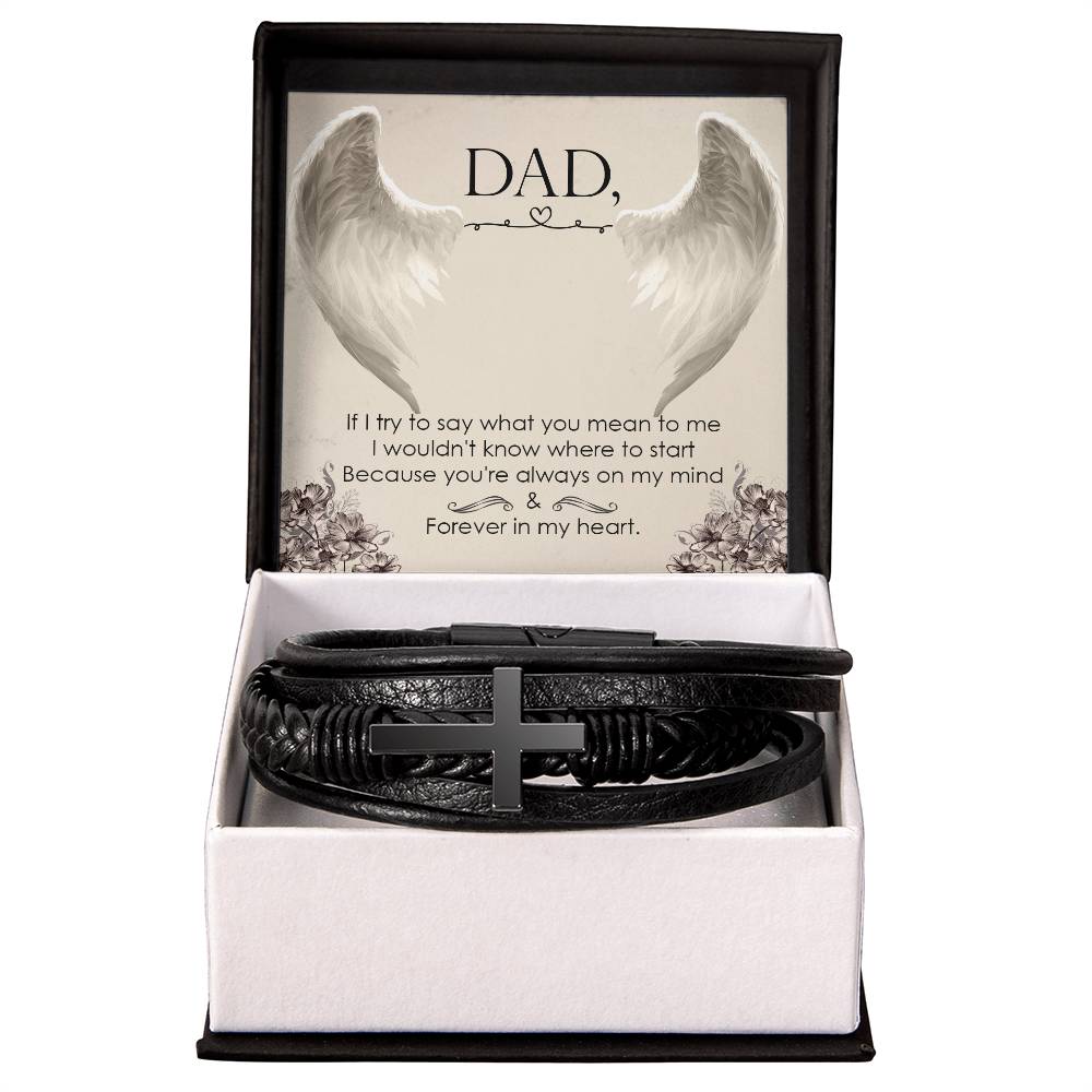 If I Try to Say Men's Cross Bracelet - Vegan Leather with Stainless Steel-Express Your Love Gifts