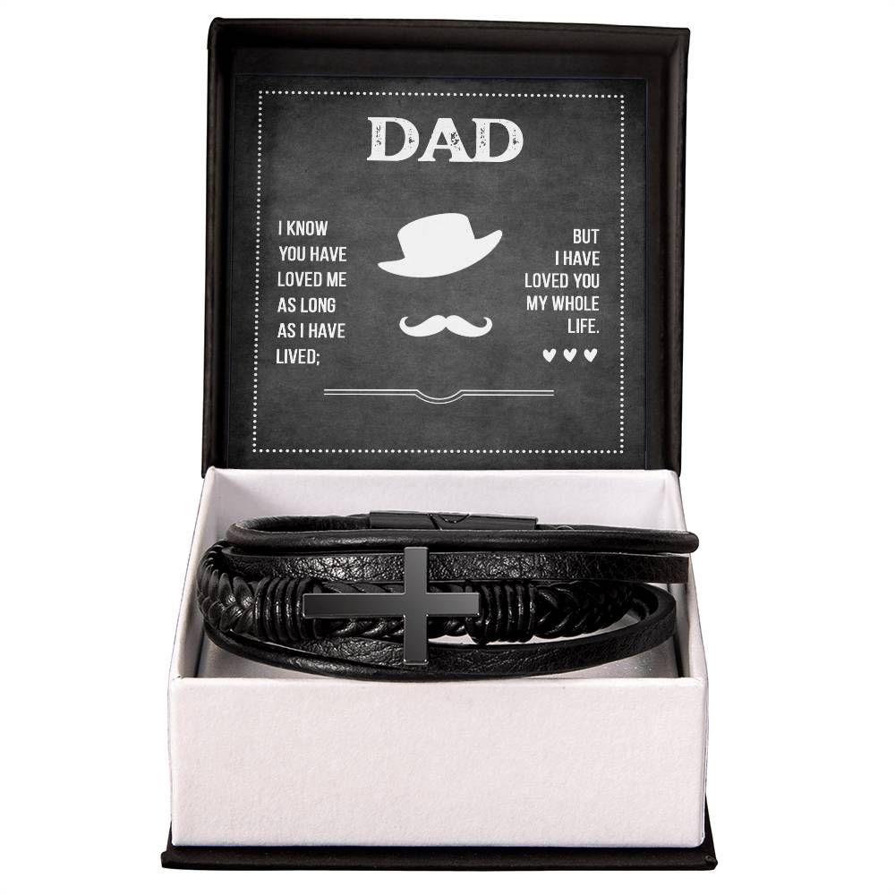 Dad I Know You Have Loved Me Men's Cross Bracelet - Vegan Leather with Stainless Steel-Express Your Love Gifts