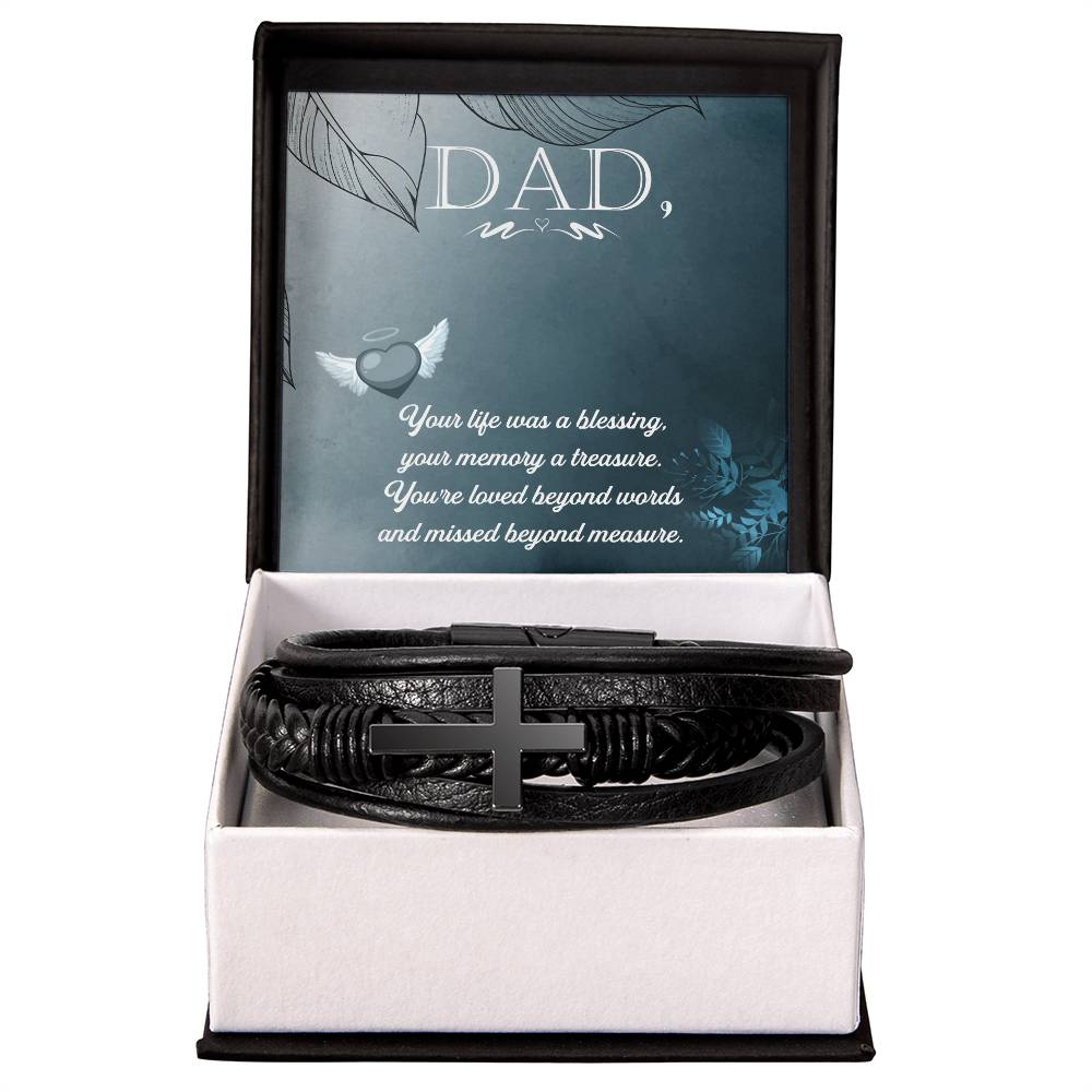 Your Life Was a Blessing Men's Cross Bracelet - Vegan Leather with Stainless Steel-Express Your Love Gifts