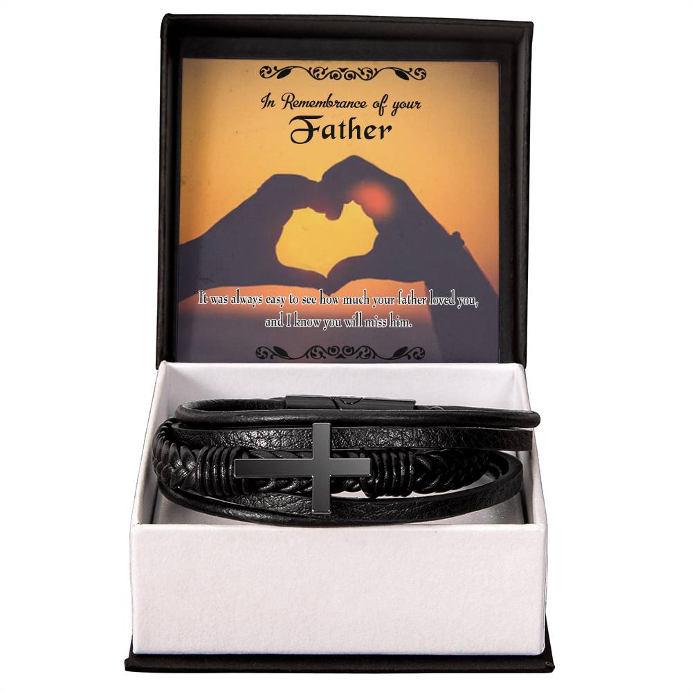 Easy to See Men's Cross Bracelet - Vegan Leather with Stainless Steel-Express Your Love Gifts