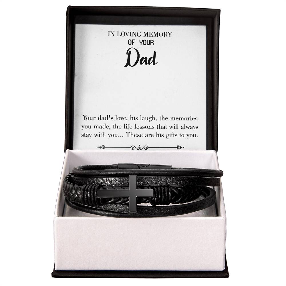 Life's Lesson Men's Cross Bracelet - Vegan Leather with Stainless Steel-Express Your Love Gifts