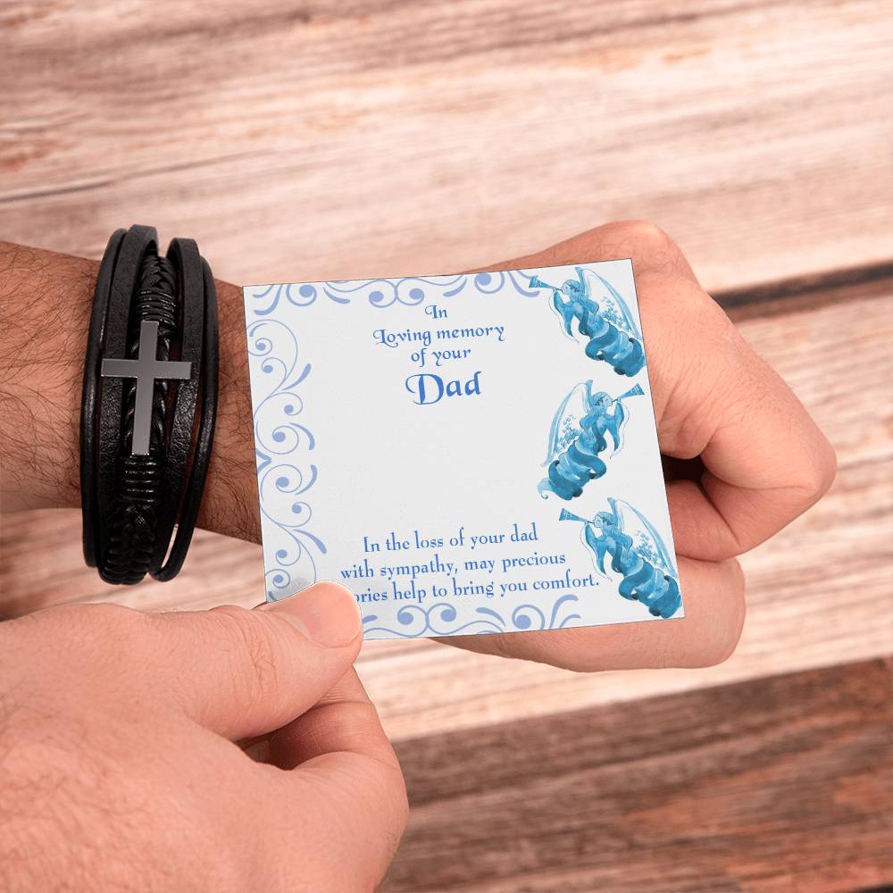 Precious Memories Men's Cross Bracelet - Vegan Leather with Stainless Steel-Express Your Love Gifts