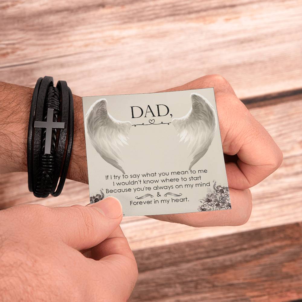 If I Try to Say Men's Cross Bracelet - Vegan Leather with Stainless Steel-Express Your Love Gifts