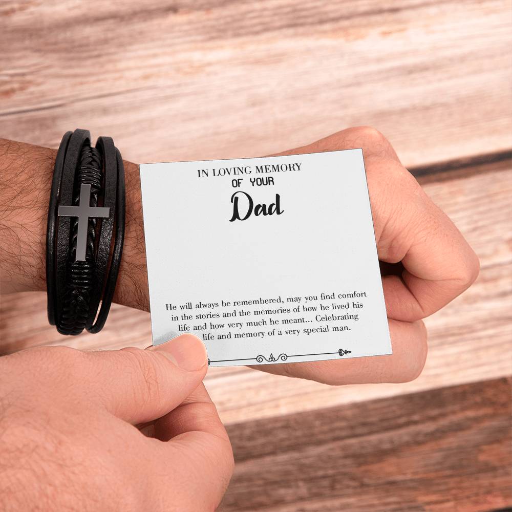Celebrating Life Men's Cross Bracelet - Vegan Leather with Stainless Steel-Express Your Love Gifts